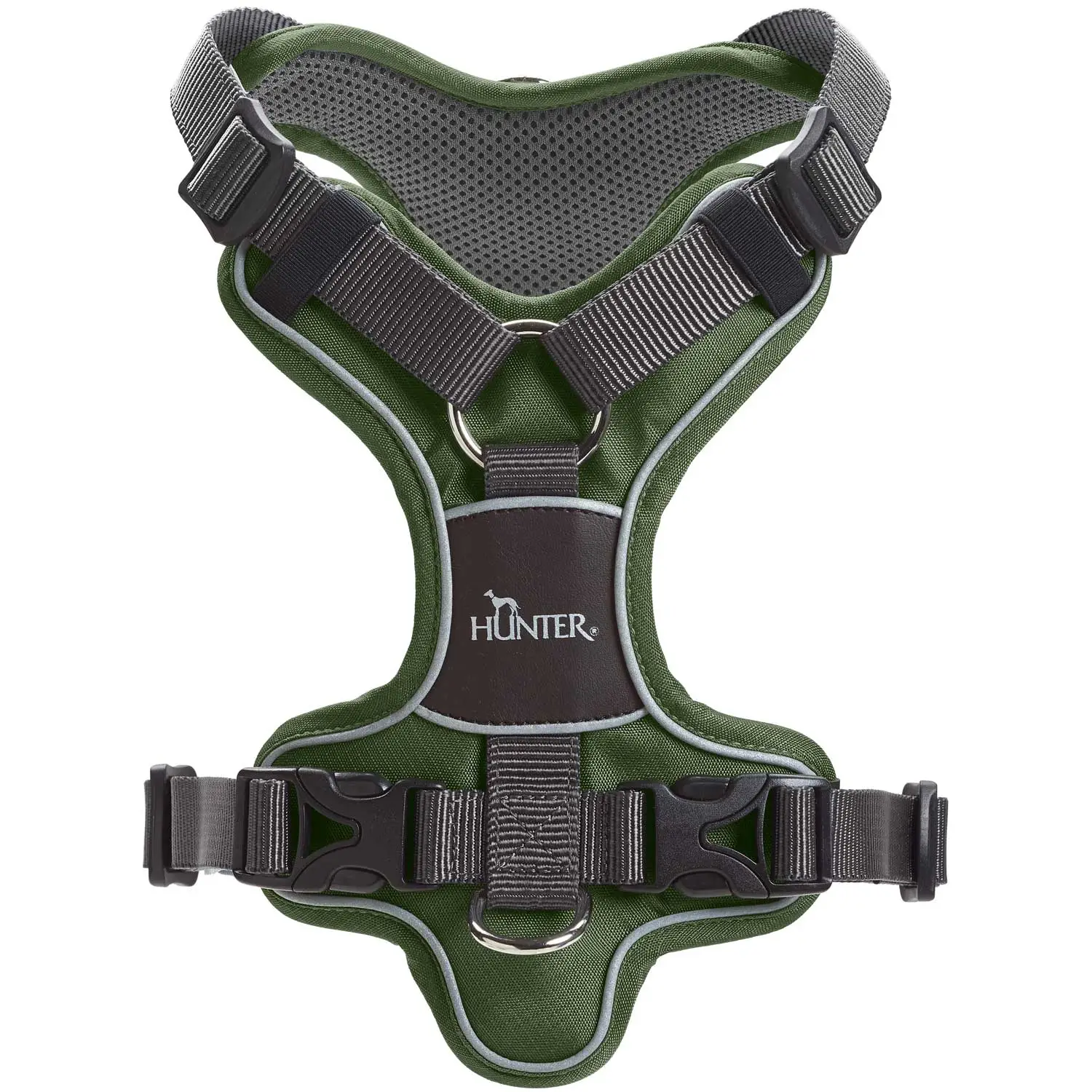 Hunter Divo hundesele M grøn/grå just mave 56-73 cm - Stabil kontrol og komfort
